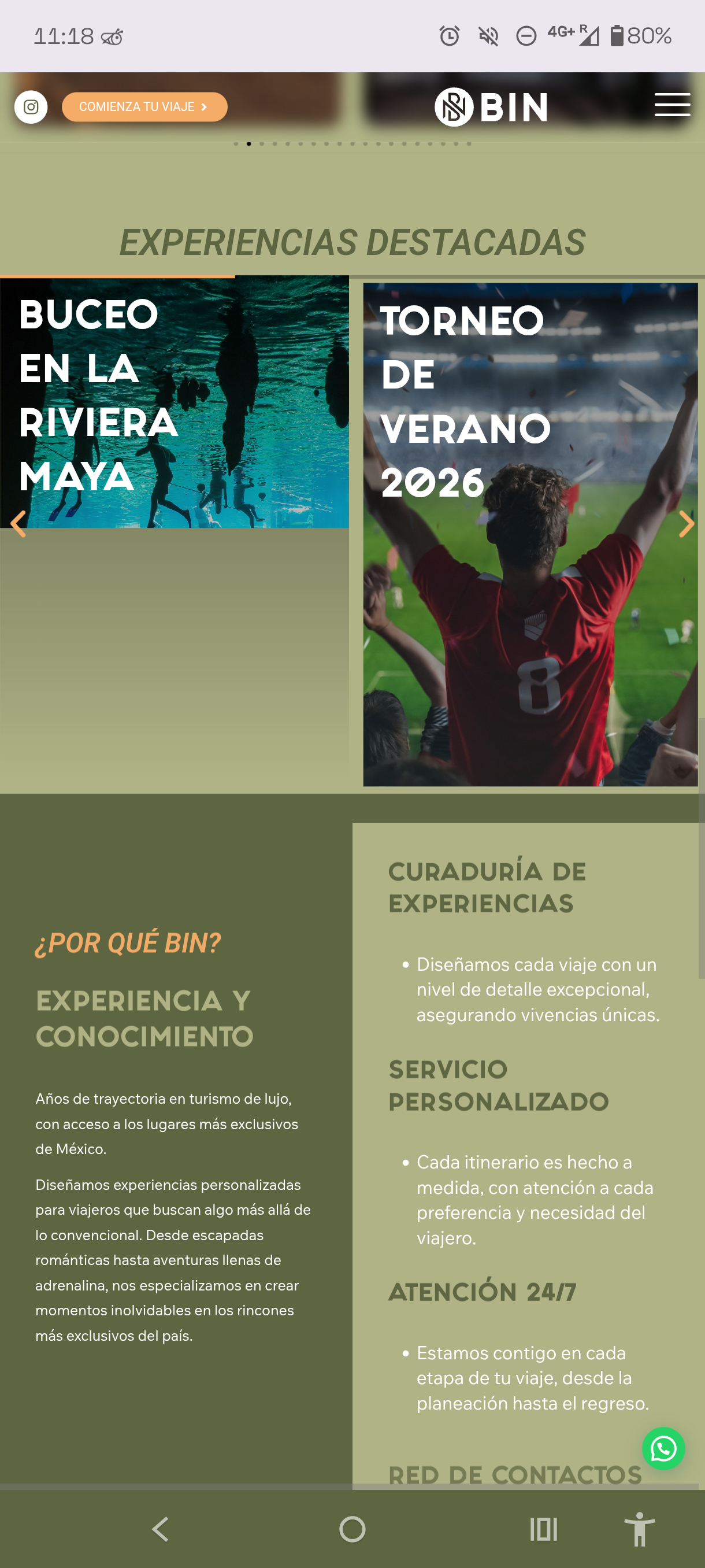 Carrusel de experiencias destacadas: buceo en Riviera Maya y Torneo de Verano 2026