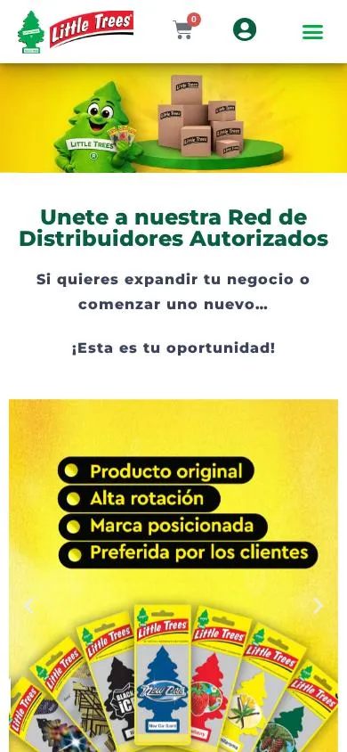 Registro de distribuidores de Little Trees en móvil