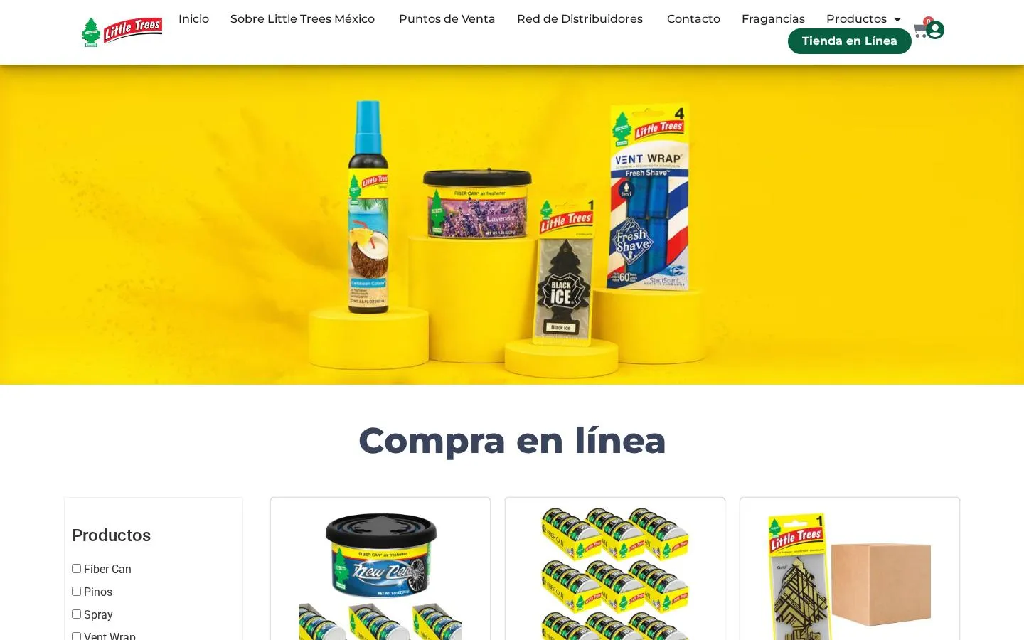 Tienda de Little Trees con filtros AJAX por formato de producto